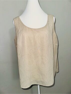 Dana Kay Cream Swirl-Pattern Scoop Neck Tank